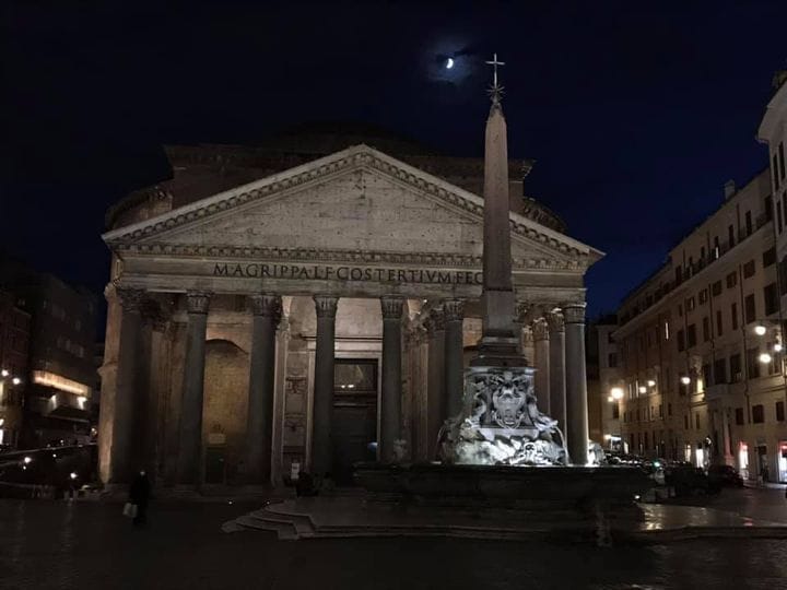 Pantheon illuminated at night